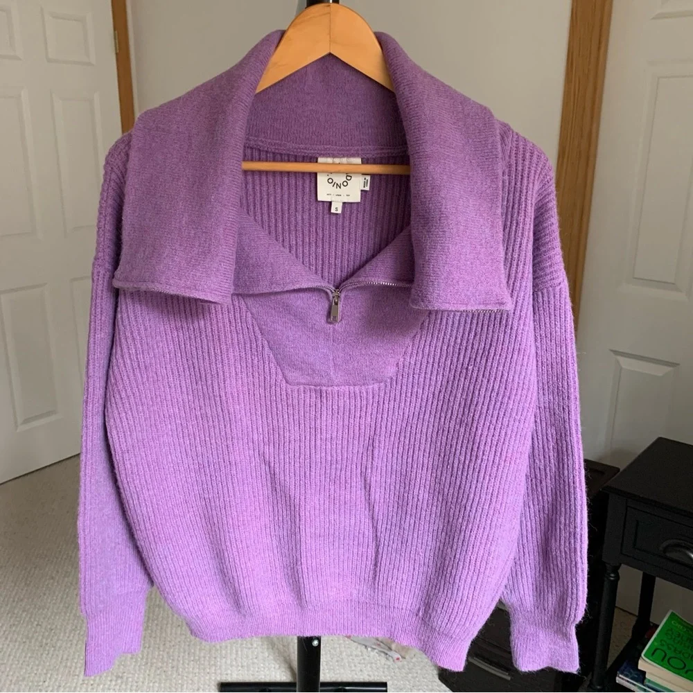 Lili Sidonio Zip Turtleneck Knit Purple Sweater Women’s Small - Picture 5 of 12